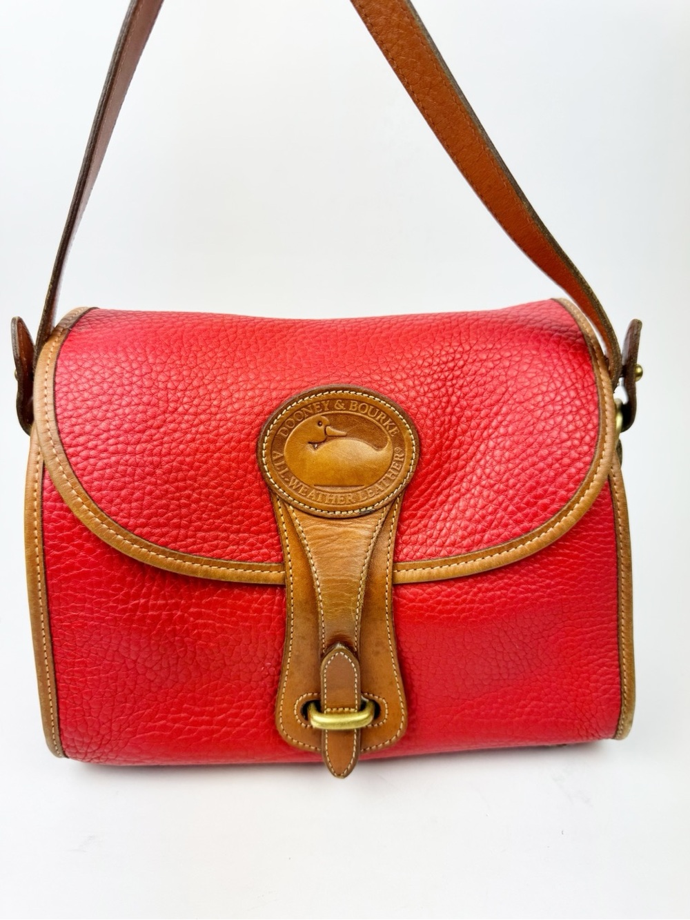 Vintage Dooney & Bourke Red Pebbled Leather Crossbody Bag